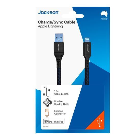 JACKSON 1.5m MFI Certified Apple USB-A to Lightning Data and Charge Cable