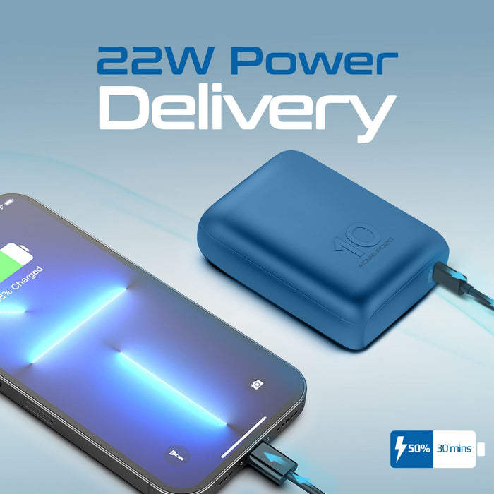 PROMATE 10000mAh Ultra-Mini Power Bank with USB-C Input. Simultaneous Charging v