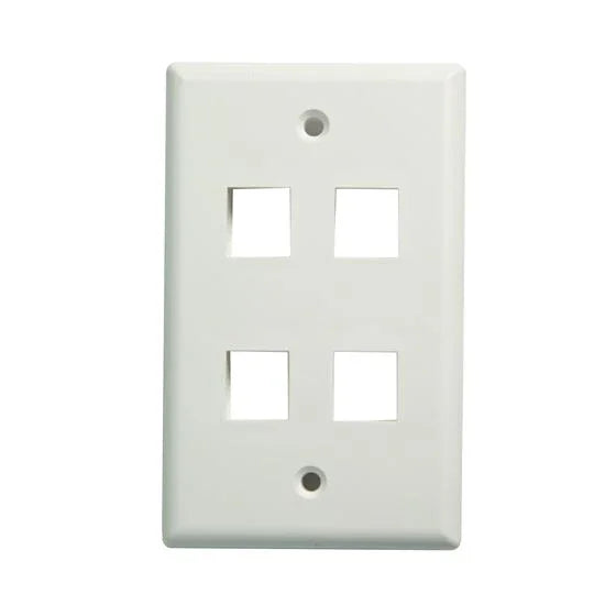 DYNAMIX Quad Port Face Plate for RJ45 110 Keystone Jacks. NOTE Jack pins at top - LX2001 - Homewares, Outdoor, Phone Accessories, Cases, Speakers, Headphones + More -