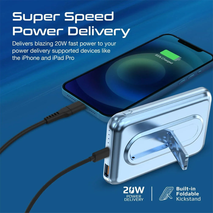 PROMATE 10000mAh Magnetic Qi 15W Wireless Charging Power Bank. USB-C Input, USB- - LX2001 - Homewares, Outdoor, Phone Accessories, Cases, Speakers, Headphones + More -