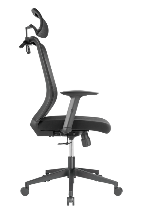 BRATECK Office Chair with Headrest. Ergonomic & Breathable Mesh Back. Pneumatic