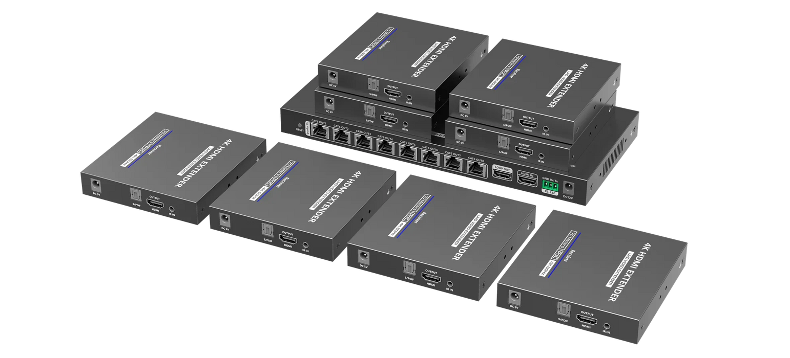 LENKENG 1-In-8-Out 4K@60Hz HDMI Extender. 1x HDMI in & 8x RJ45 out. Compatible w - LX2001 - Homewares, Outdoor, Phone Accessories, Cases, Speakers, Headphones + More -