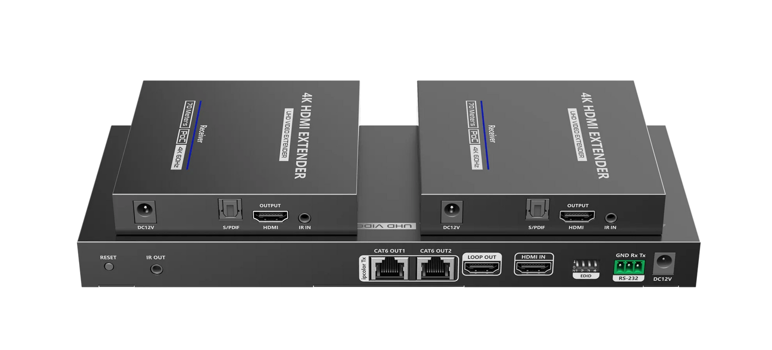 LENKENG 1-In-2-Out 4K@60Hz HDMI Extender. 1x HDMI in & 2x RJ45 out. Compatible w - LX2001 - Homewares, Outdoor, Phone Accessories, Cases, Speakers, Headphones + More -