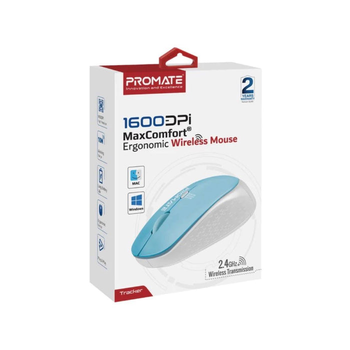 PROMATE Ergonomic Wireless Mouse 800/1200/1600 Dpi. 10m Working Range. Included