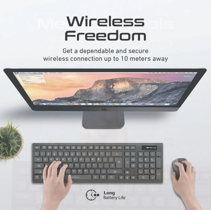 PROMATE Full Size Wireless Keyboard and Mouse. Spillproof Ergonomic Design. Buil - LX2001 - Homewares, Outdoor, Phone Accessories, Cases, Speakers, Headphones + More -