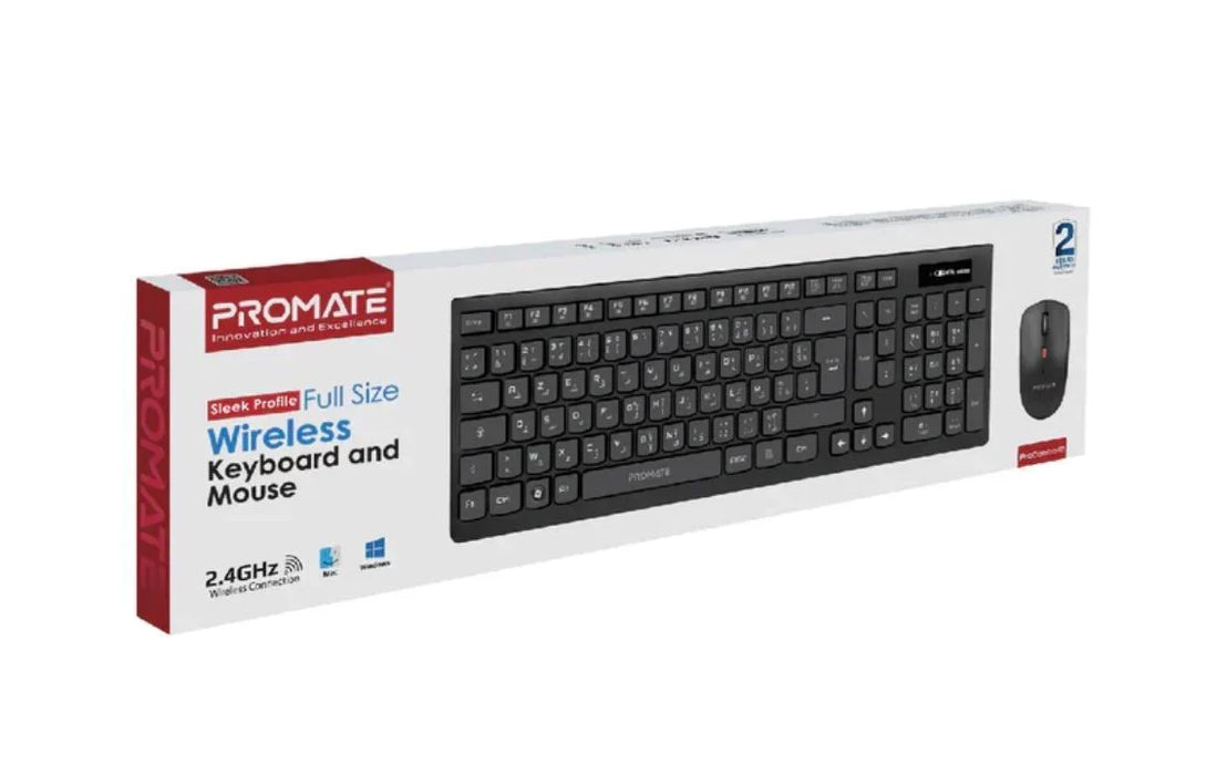 PROMATE Full Size Wireless Keyboard and Mouse. Spillproof Ergonomic Design. Buil - LX2001 - Homewares, Outdoor, Phone Accessories, Cases, Speakers, Headphones + More -