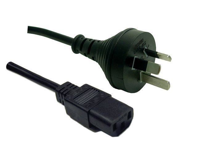 0.5M 3-Pin Plug to IEC C13 Female Plug 10A, SAA Approved Power Cord. 1.0mm Black