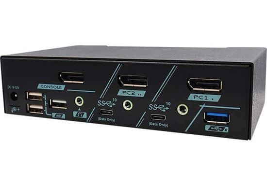 REXTRON 2-Port USB-C KVM Switch. 4K@144 DisplayPort, USB-C 3.2 Gen 2, Audio Swit