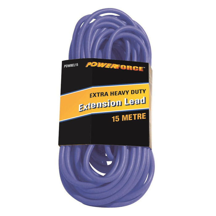 POWERFORCE 15m 15A Extra Heavy Duty Power Extension Lead. 3 Core 1.5mm Cable  Po