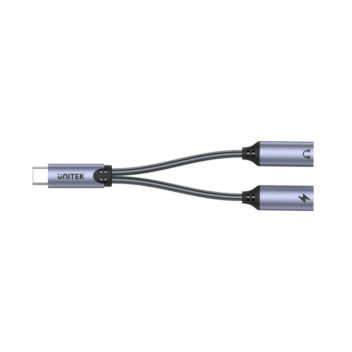 UNITEK 2-in-1 USB-C to USB-C Headset Jack & Charging Connector. Supports up to 1 - LX2001 - Homewares, Outdoor, Phone Accessories, Cases, Speakers, Headphones + More -