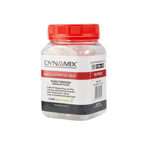 DYNAMIX Cat6 UTP Push Through Plug, 3 Prong, 50 u" 100pc Jar. For Solid & Strand - LX2001 - Homewares, Outdoor, Phone Accessories, Cases, Speakers, Headphones + More -