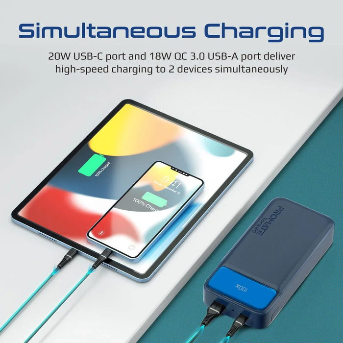 PROMATE 20000mAh Super-Slim Power Bank with Smart LED Display. 1x USB-A & 1x USB - LX2001 - Homewares, Outdoor, Phone Accessories, Cases, Speakers, Headphones + More -