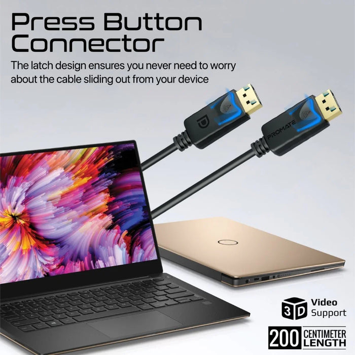 PROMATE 2m 1.4 DisplayPort Cable. Supports HD up to 8K@60Hz. Supports 32.4Gbps D - LX2001 - Homewares, Outdoor, Phone Accessories, Cases, Speakers, Headphones + More -