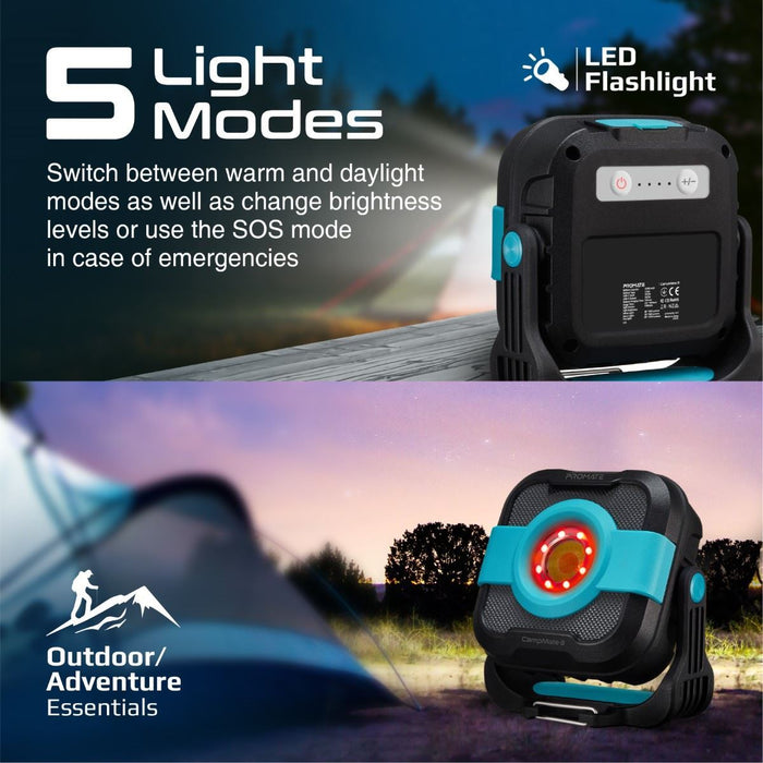 PROMATE 1200LM Portable Camping Light with 9000mAh Power Bank. IP65 Water & Weat