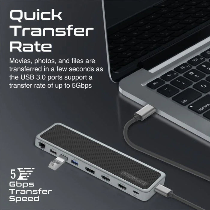 PROMATE 12-in-1 Multi-Port Hub. Includes 4x USB-A & 1x USB-C PD Port, 2x HDMI Po - LX2001 - Homewares, Outdoor, Phone Accessories, Cases, Speakers, Headphones + More -