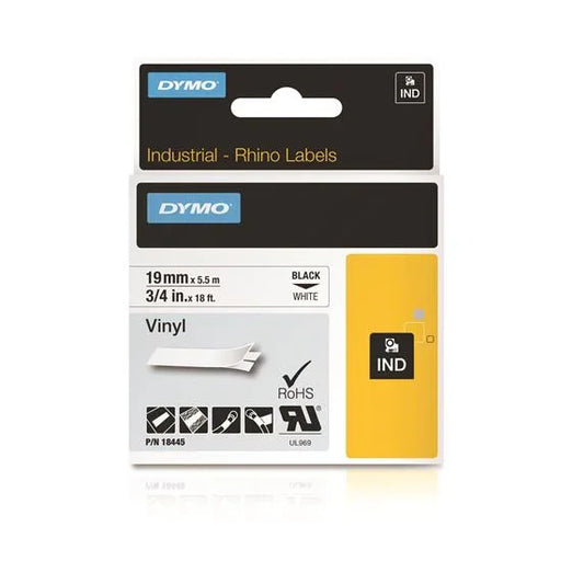 DYMO Genuine Rhino Industrial Vinyl Labels.19mm x 5.5m. Black on White. Compatib - LX2001 - Homewares, Outdoor, Phone Accessories, Cases, Speakers, Headphones + More -