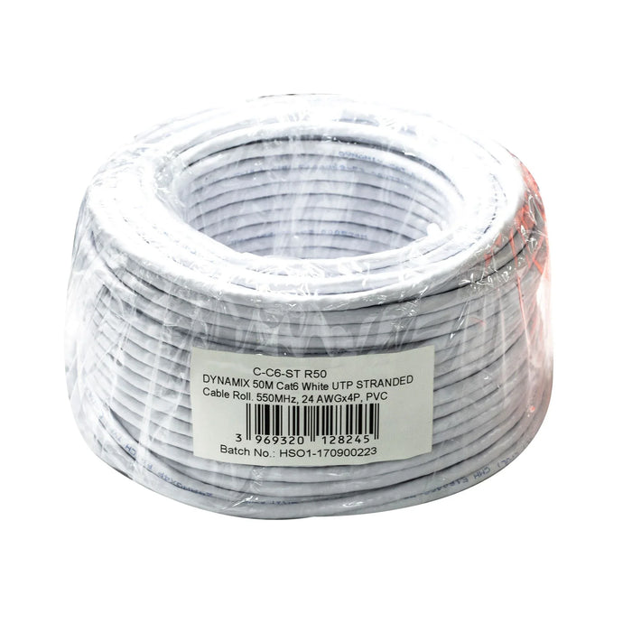 DYNAMIX 50m Cat6 Beige UTP STRANDED Cable Roll, 250MHz, 24AWGx4P, PVC Jacket - LX2001 - Homewares, Outdoor, Phone Accessories, Cases, Speakers, Headphones + More -