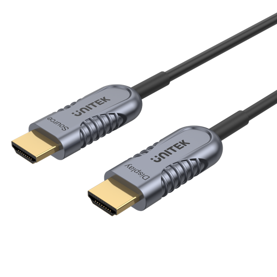 UNITEK 60M Ultrapro HDMI2.1 Active Optical Cable. Color: Space Grey + Black.