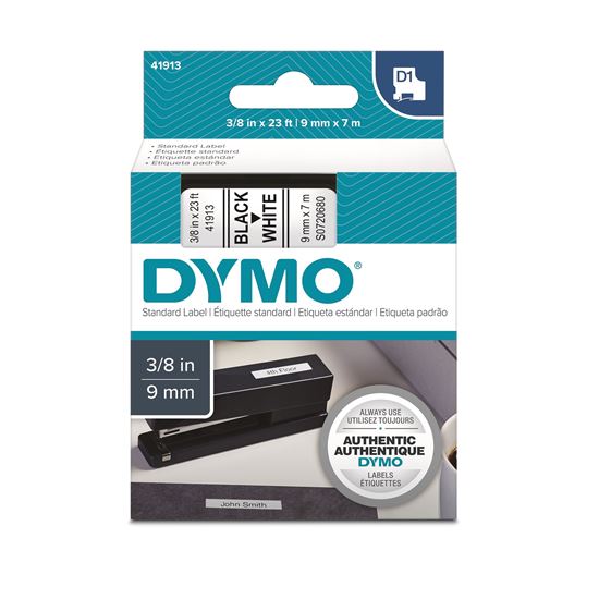 DYMO Genuine D1 Label Cassette Tape 9mm x 7m BLACK ON WHITE Also Known As: 40913