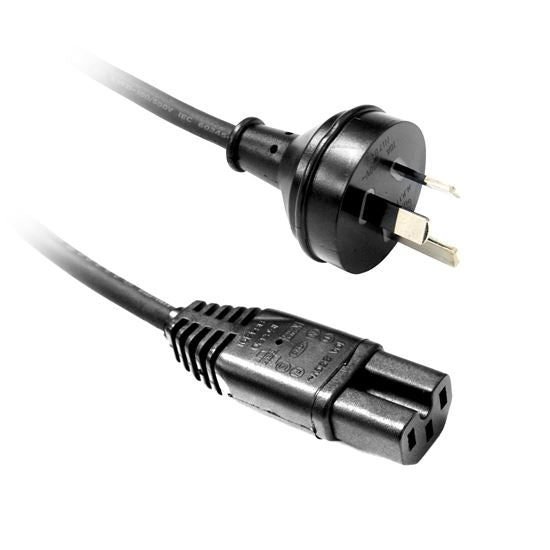 DYNAMIX 2M 3-Pin Noteched C15 Rubber Flex SAA Approved Power Cable 1.0mm Copper