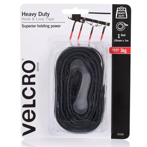 VELCRO Brand 25mm x 1m Heavy Duty Hook & Loop Tape. Designed for Attaching Items - LX2001 - Homewares, Outdoor, Phone Accessories, Cases, Speakers, Headphones + More -