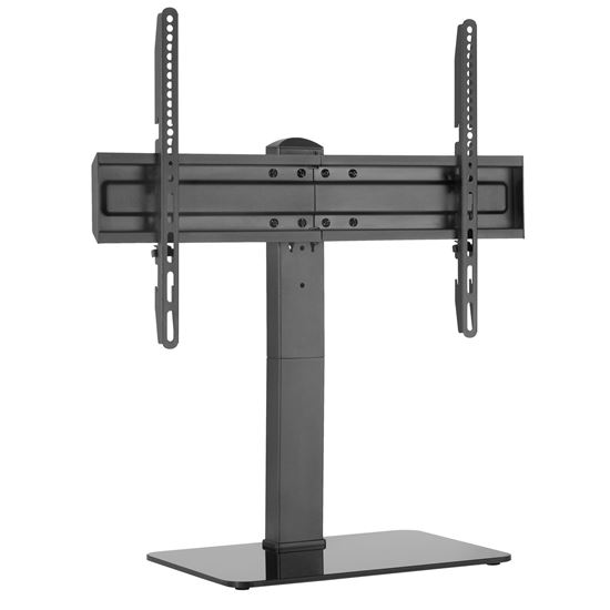 BRATECK 37-70" Universal Swivel Tabletop TV Stand with Glass Base. Swivel & Vert