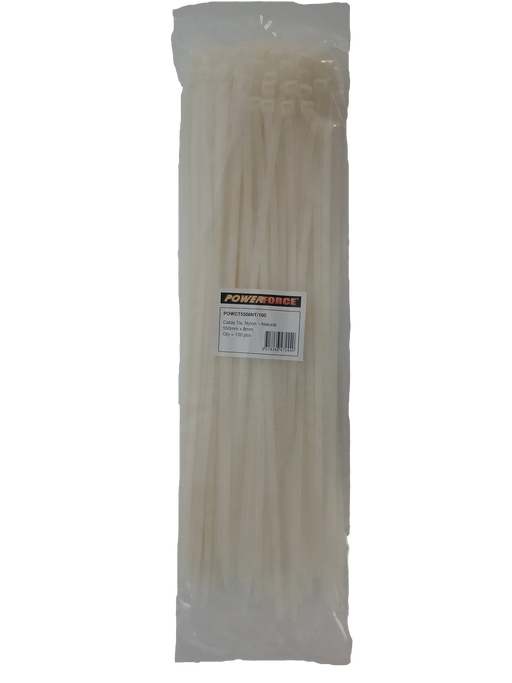 POWERFORCE Cable Tie Natural 550mm x 8mm Nylon Pack of 100. Made from U.L. Appro - LX2001 - Homewares, Outdoor, Phone Accessories, Cases, Speakers, Headphones + More -