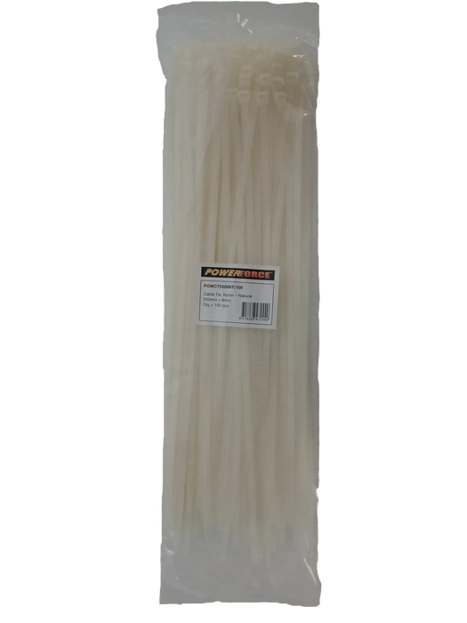 POWERFORCE Cable Tie Natural 550mm x 8mm Nylon Pack of 100. Made from U.L. Appro - LX2001 - Homewares, Outdoor, Phone Accessories, Cases, Speakers, Headphones + More -