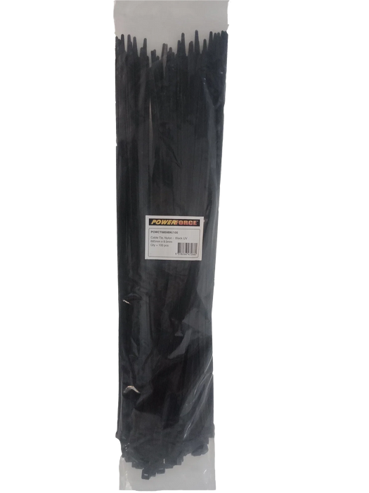 POWERFORCE Cable Tie Black UV 685mm x 9mm Weather Resistant Nylon. Pack of 100. - LX2001 - Homewares, Outdoor, Phone Accessories, Cases, Speakers, Headphones + More -