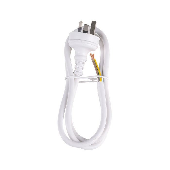 DYNAMIX 1M 3-Pin Plug to Bare End, 3 Core 1mm Cable, White Colour, SAA Approved