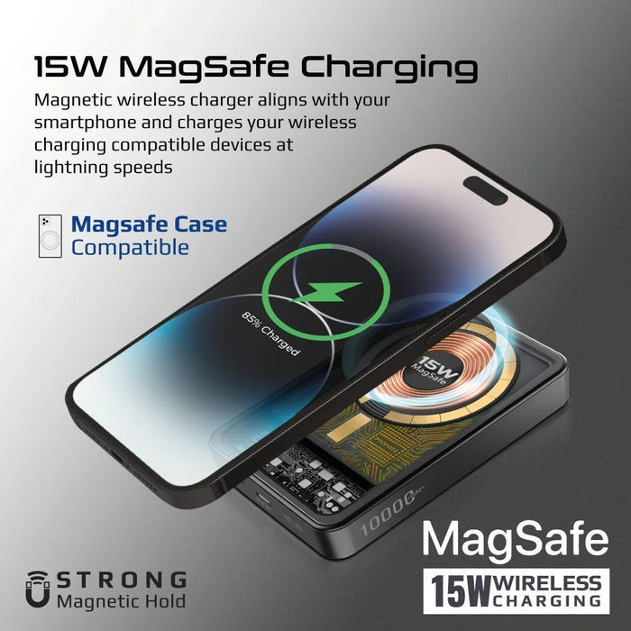 PROMATE 10000mAh Power Bank with Transparent Magsafe 15W Wireless Charging. Supp - LX2001 - Homewares, Outdoor, Phone Accessories, Cases, Speakers, Headphones + More -