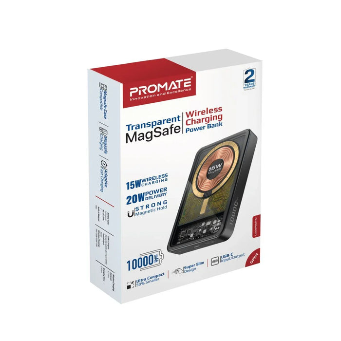 PROMATE 10000mAh Power Bank with Transparent Magsafe 15W Wireless Charging. Supp - LX2001 - Homewares, Outdoor, Phone Accessories, Cases, Speakers, Headphones + More -