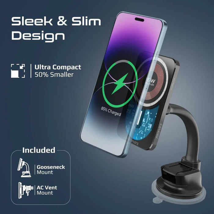 PROMATE 15W MagSafe Transparent In-Car Wireless Qi Phone Charger. Ultra Slim Des - LX2001 - Homewares, Outdoor, Phone Accessories, Cases, Speakers, Headphones + More -