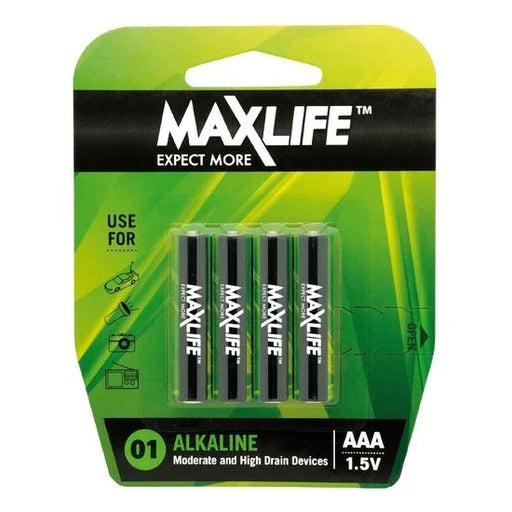 MAXLIFE AAA Alkaline Battery 4 Pack Long Lasting Alkaline Formula. Designed For - LX2001 - Homewares, Outdoor, Phone Accessories, Cases, Speakers, Headphones + More -