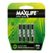 MAXLIFE AAA Alkaline Battery 4 Pack Long Lasting Alkaline Formula. Designed For - LX2001 - Homewares, Outdoor, Phone Accessories, Cases, Speakers, Headphones + More -