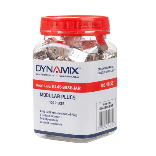 DYNAMIX RJ45 100pc Jar, (Round Solid) 8P8C Shielded Modular Plug. 50 micron - LX2001 - Homewares, Outdoor, Phone Accessories, Cases, Speakers, Headphones + More -