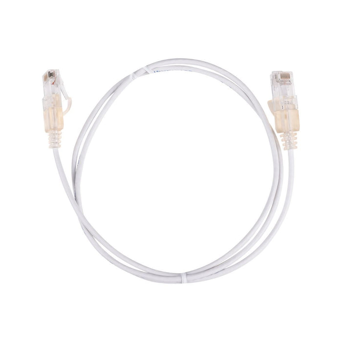 DYNAMIX 2m Cat6A 10G White Ultra-Slim Component Level UTP Patch Lead (30AWG) wit