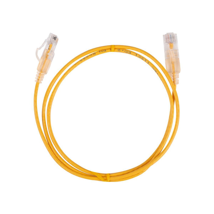 DYNAMIX 0.25m Cat6A 10G Yellow Ultra-Slim Component Level UTP Patch Lead (30AWG)