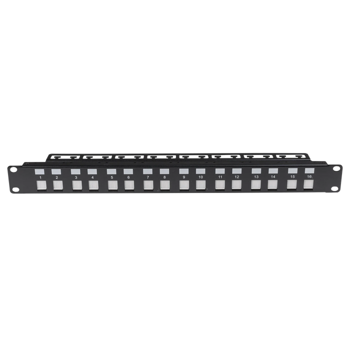 DYNAMIX 16 Port Unloaded Patch Panel, Shuttered Keystone Inserts, 1RU ...