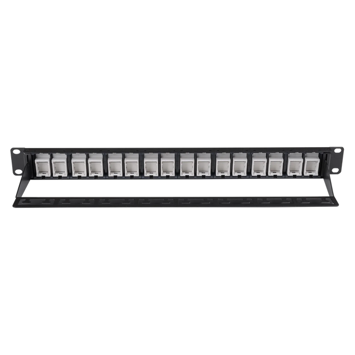 DYNAMIX 16 Port Unloaded Patch Panel, Shuttered Keystone Inserts, 1RU ...