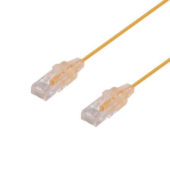 DYNAMIX 0.25m Cat6A 10G Yellow Ultra-Slim Component Level UTP Patch Lead (30AWG)