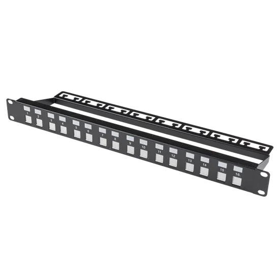 DYNAMIX 16 Port Unloaded Patch Panel, Shuttered Keystone Inserts, 1RU ...