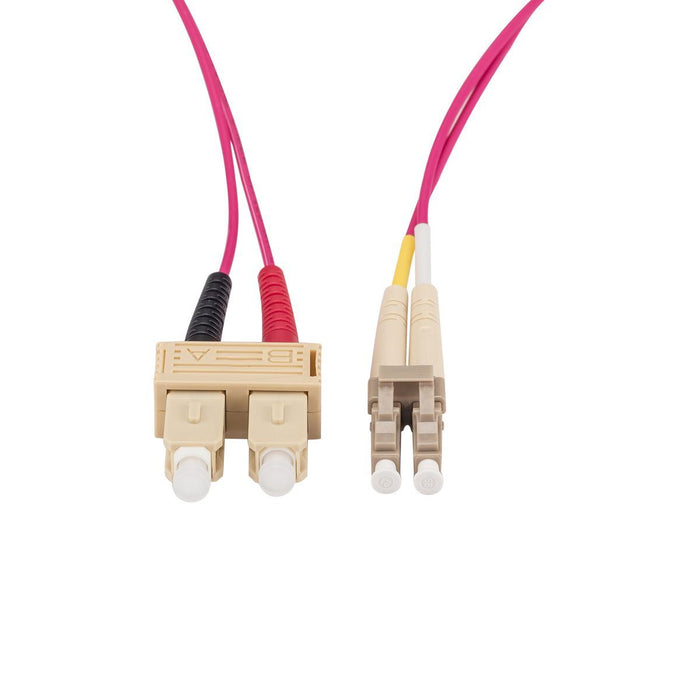 15M 50u LC/SC OM4 Fibre Lead (Duplex, Multimode) Raspberry Pink LSZH Jacket