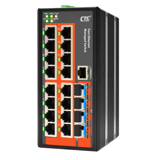 CTC UNION 16 Port Fast Ethernet Managed Switch.-10~60C. 16x 10/100Base-T(X), + 4 - LX2001 - Homewares, Outdoor, Phone Accessories, Cases, Speakers, Headphones + More -