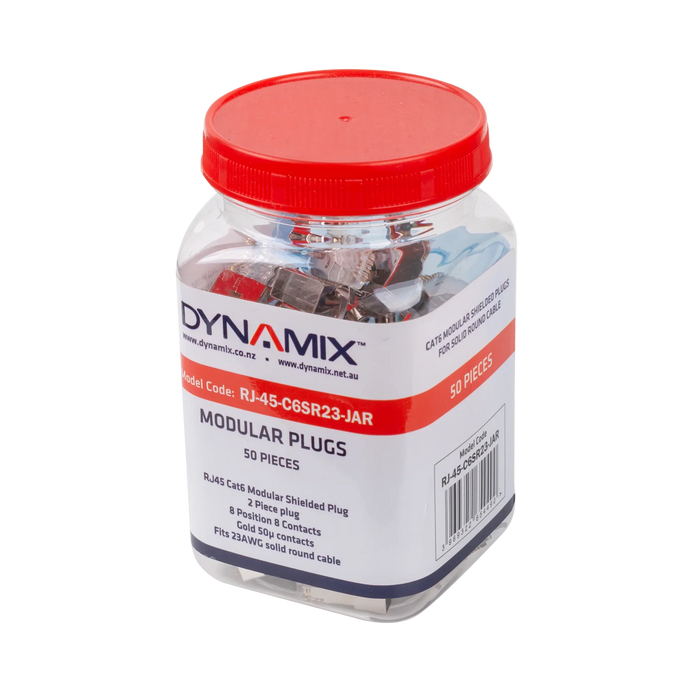 DYNAMIX RJ45 Cat6/6A 23AWG Solid Shielded Round Modular Plug. 50pc Jar. 8P8C, 50 - LX2001 - Homewares, Outdoor, Phone Accessories, Cases, Speakers, Headphones + More -