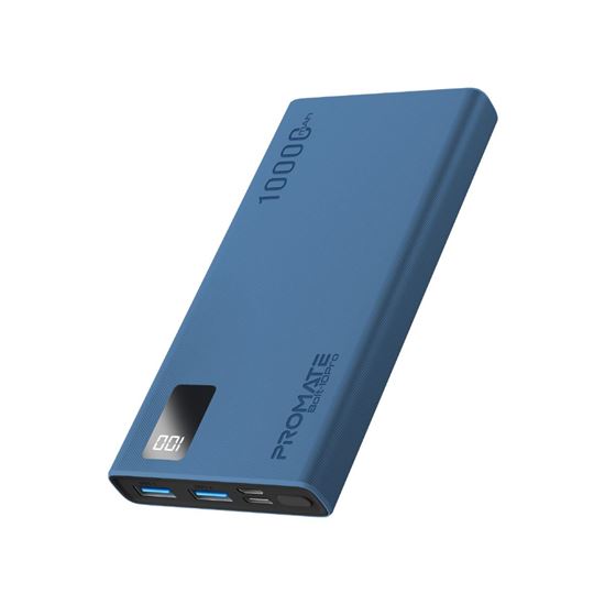 PROMATE 10000mAh Power Bank with Smart LED Display & Super Slim Design. Includes