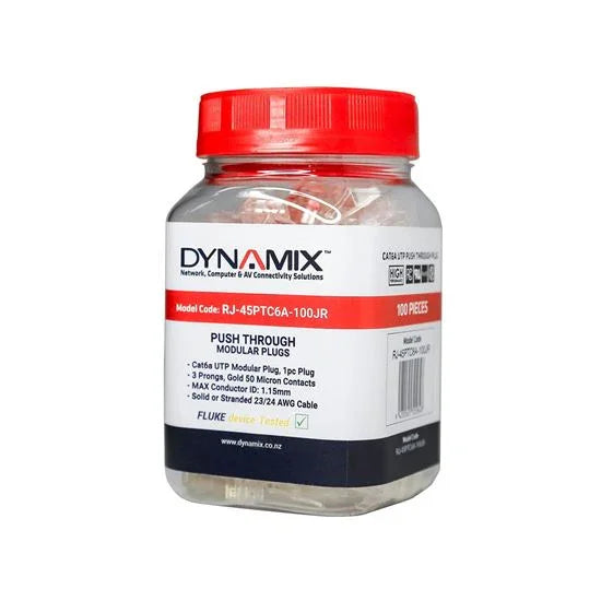 DYNAMIX Cat6/6A UTP push through plug, 3 prong,50 u" 100pc pack. For solid & str - LX2001 - Homewares, Outdoor, Phone Accessories, Cases, Speakers, Headphones + More -