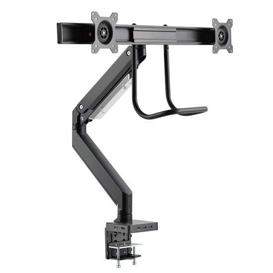 BRATECK 17"-32" Dual Monitor Gas Spring Arm with Built-in Docking Station.Quick