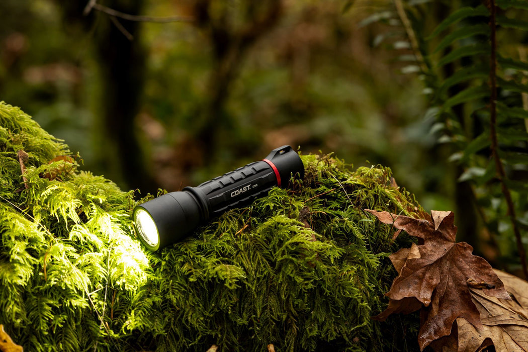 COAST LED Dual-Power Rechargeable Torch with Slide Focus. 1000 Lumens IP54 Water