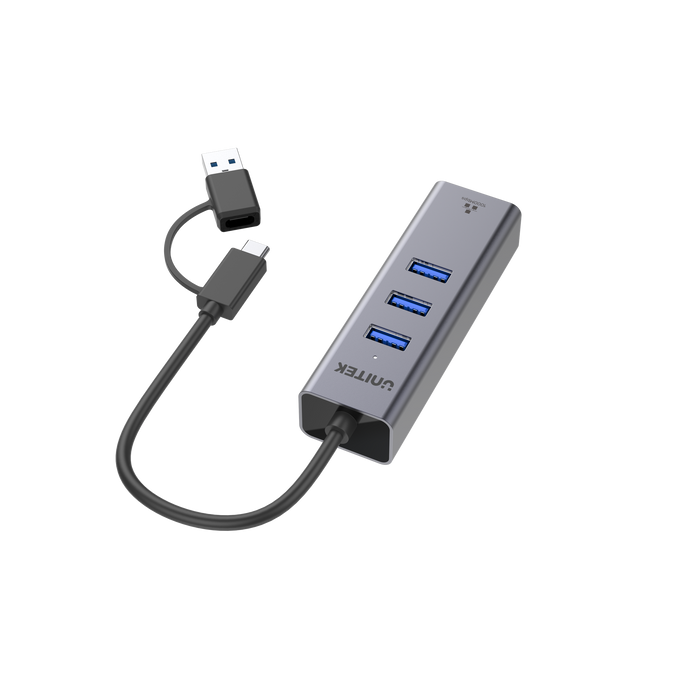 UNITEK 4-in-1 USB Multi-port Hub with 2-in-1 Connectors (USB-C & USB-A). Include